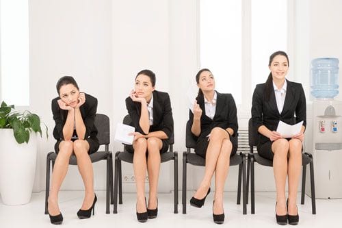Woman sitting with different body language options