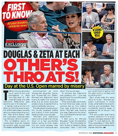 National Enquirer Michael Douglas and Zeta Jones