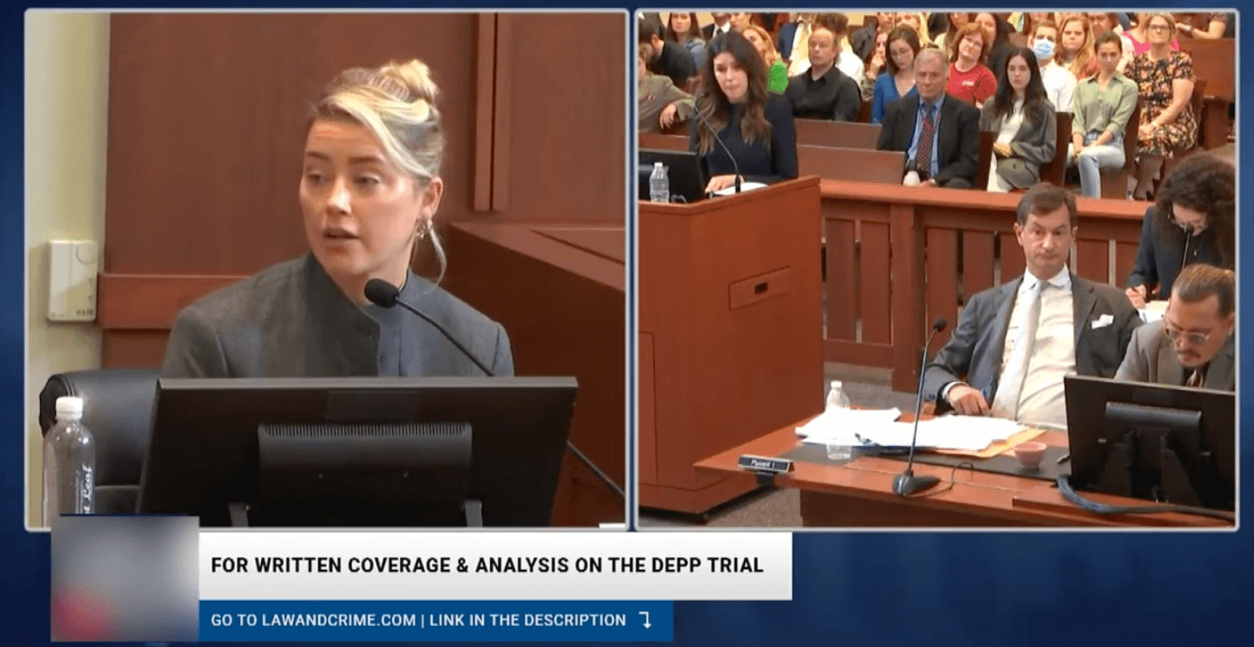 Screenshot from Fox News showing Amber Heard in Court